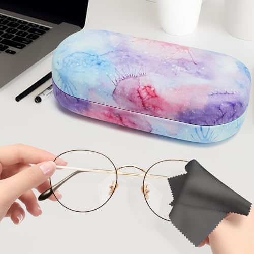 molshine Hard Shell Leather Sunglasses Case,Classic Large Glasses Case for Women Men,Sunglass Eyeglasses - color: Pink Rendering