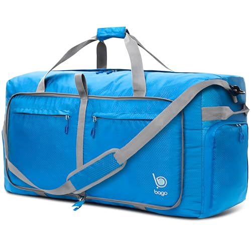 Bago Travel Duffle Bag for Women & Men. Extra Large Foldable Duffel Bags - color: Blue, size: 120L
