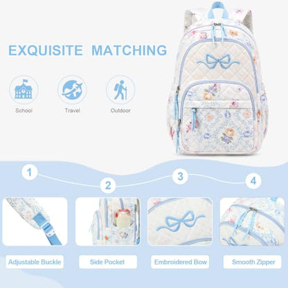 DIGOBAY Quilted Backpack for Girls, Girls Backpack w/Lunch Box Pencil Case - color: Patchwork Floral Print