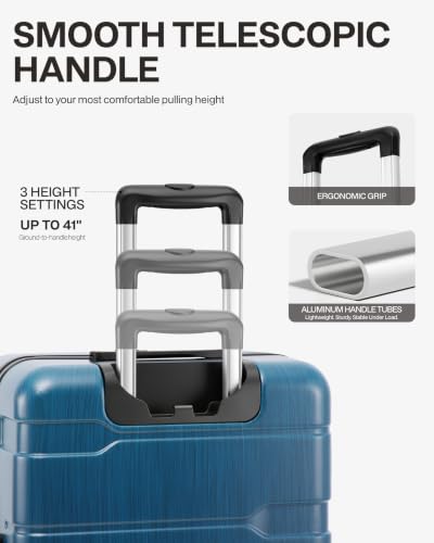 Coolife Medium Checked Luggage Hardside Suitcase with Spinner Wheels, 24in - color: Caribbean Blue-New2.0, size: Medium Checked(24in)