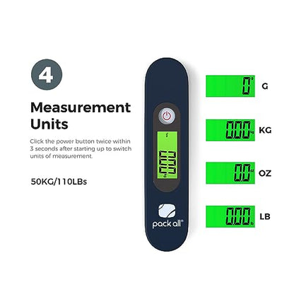 pack all Digital Luggage Scale for Travel, 110Lbs Capacity, 0.1Lb Precision - color: Blue