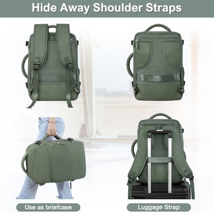 Sinaliy Travel Backpack, TSA Carry on Flight Approved Backpack - color: Army Green, size: X-Large