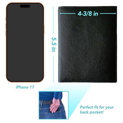 Deluxe Personalized Monogrammed Black Leather RFID Passport Wallet - color: Black, style: Deluxe