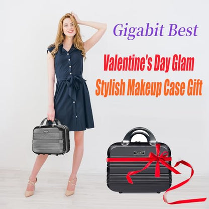 14 Inch Waterproof Hard Shell Travel Makeup Case (Black) - color: H007-Black-14 Inch