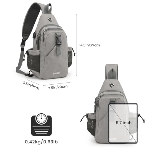 G4Free Canvas Crossbody Sling Bag with RFID Blocking for Women Men - color: Grey