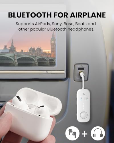 Avantree Relay - Airplane Bluetooth Adapter for 2 AirPods or Headphones - color: 2-White