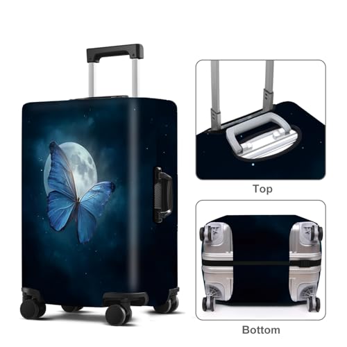 Blue Butterfly Luggage Cover Washable Suitcase Protector Anti-scratch Suitcase cover Fits 24-26 Inch Luggage M - color: Blue butterfly, size: M(24-26inch suitcase)