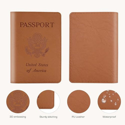 Cnycmy Passport Holder for Travel,Passport Cover Case with RFID - color: Simplicity-Brown