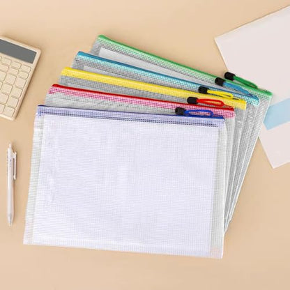 24pcs A4 Mesh Zipper Pouch Bags, Mesh Bags with Zipper Bulk, Pouches for Organization, Clear Storage Bags for Classroom, Travel, Office - size: 24PCS