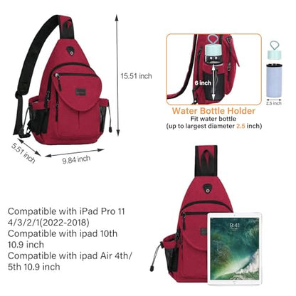 MOSISO Crossbody Sling Bag for Women, Shoulder Backpack, Hiking Daypack Bag - color: Red