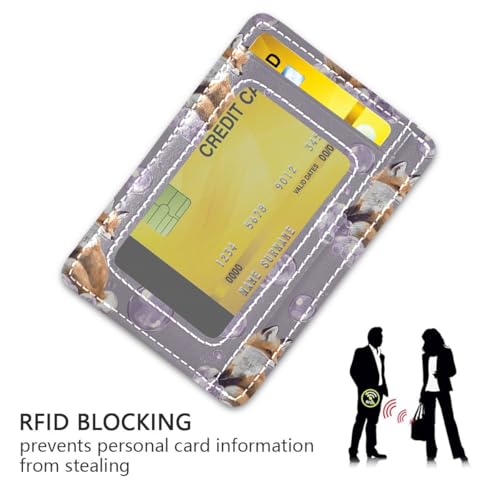 Bolaz Fox Dream Bubble Mini Front Pocket Wallet Credit Card Holder Slim RFID Blocking Sleeves for Men Women Credit Card Protector - color: Fox Dream Bubble