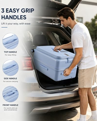 Hanke 20 Inch Top Opening Expandable PC Carry On Luggage with TSA Lock,50L - color: Mist Blue, size: 20 Inch