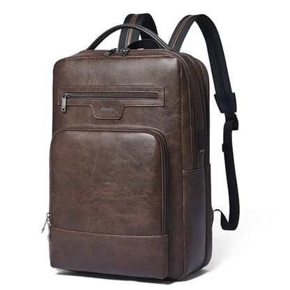 Shrrie 16 Inch Vegan Leather Laptop Backpack for Women and Men - color: Coffee