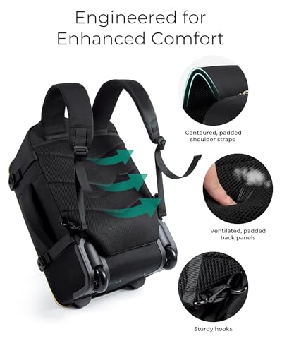 BAGSMART Rolling Backpack for Women, Wheeled Backpack with Packing Cube, Travel Back pack with Wheels, Carry On Suitcase Bag 17 Inch Large Roller Daypack, Champagne - color: Champagne
