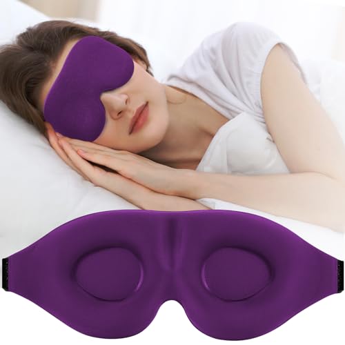 ZGGCD Sleep Mask for Side Sleeper, Light Blocking Eye Mask for Women Men - color: Purple