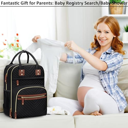 Tenot Diaper Bag Backpack for Women with Changing Pad Black - color: Black, style: With Extra Layer & Changing Pad