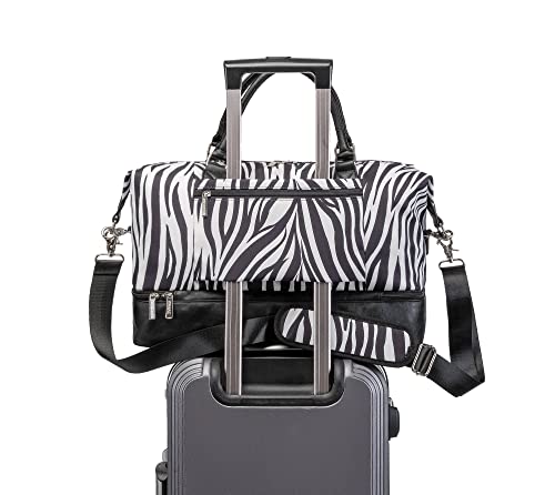 Kinmac Travel Duffel Bag,Sports Gym Yoga Duffel Bag Weekender Overnight Totes Bag (Zebra) - color: Zebra