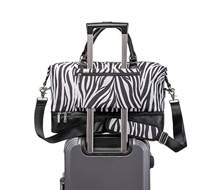 Kinmac Travel Duffel Bag,Sports Gym Yoga Duffel Bag Weekender Overnight Totes Bag (Zebra) - color: Zebra