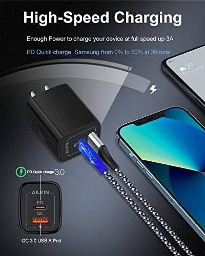 3Pack USB C Charger, Dual Port USB-C Wall Plug USB Charger 20W PD & QC3.0 - color: Black