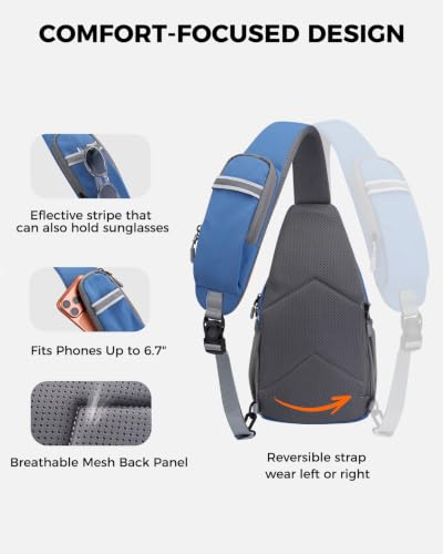 Crossbody Sling Bag, Lightweight Travel Sling Backpack with RFID Blocking - color: Blue