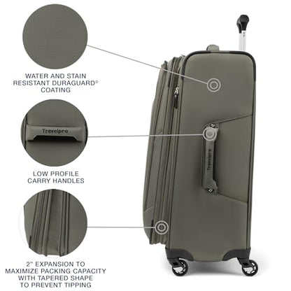 Travelpro Maxlite 5 Softside Checked Luggage Spinner, Green, 25-Inch - color: Slate Green, size: Checked-Medium 25-Inch