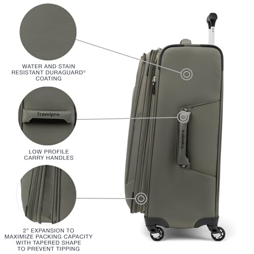 Travelpro Maxlite 5 Softside Checked Luggage Spinner, Green, 25-Inch - color: Slate Green, size: Checked-Medium 25-Inch