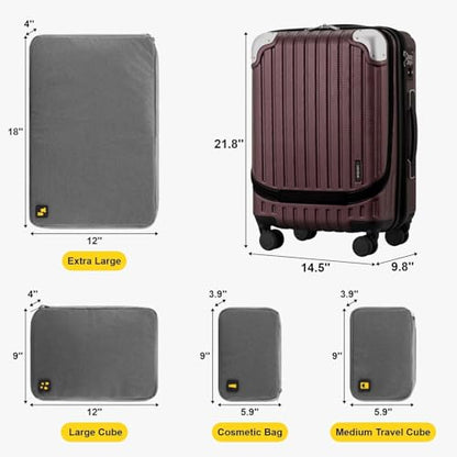 LEVEL8 Grace Carry On Luggage Airline Approved, 20 Inch Expandable Hardside Carry On Suitcase With Wheels, Abs+Pc Small Luggage with Tsa Lock, Red, 20-Inch - color: Red, size: 20 Inch - Expandable + 4PC