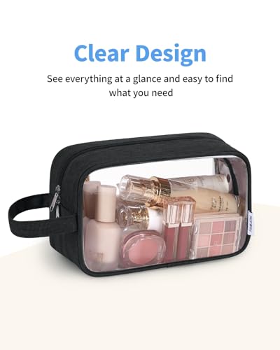 Narwey Clear Travel Toiletry Bags for Men Women, Clear Makeup Cosmetic Bag - color: Clear-Black
