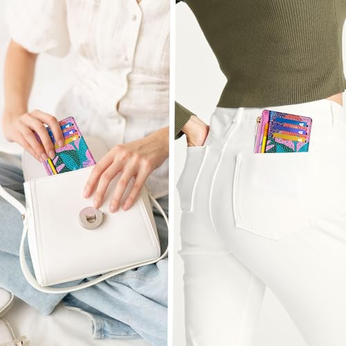 Tipmile Womens Credit Card Holder Wallet, Small Slim RFID Blocking Sleeve - color: Floral Bloom