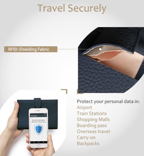 RFID Blocking Leather Passport Holders for Travel Women & Men - color: Sapphire Blue