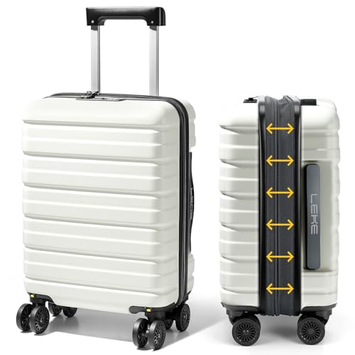 Lekesky 18 Inch Expandable Carry On Luggage Airline Approved, Beige - color: D-Beige, size: 18 Inch