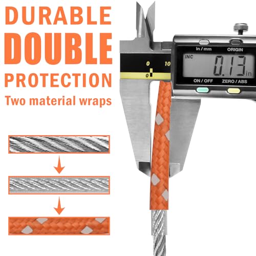 0.13IN Security Steel Cable Bike Lock Cable - color: Orange, size: 4ft（2Pack）