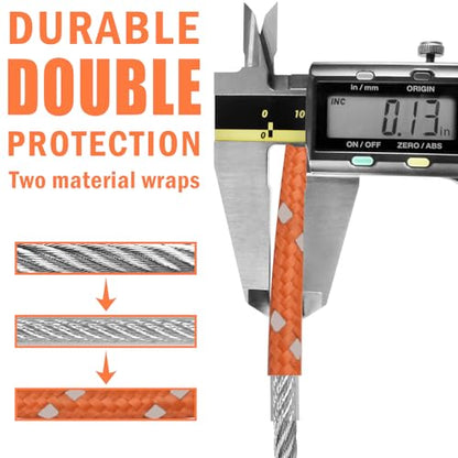 0.13IN Security Steel Cable Bike Lock Cable - color: Orange, size: 4ft（2Pack）