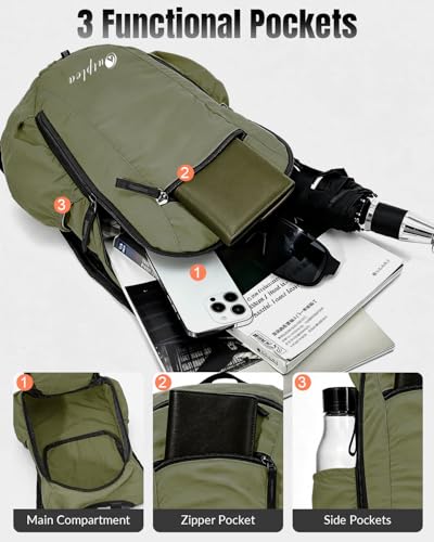 Small Foldable Hiking Backpack for Women Men, 15L Ultralight Collapsible Daypack for Traveling Outdoor Daily, Green - color: Green
