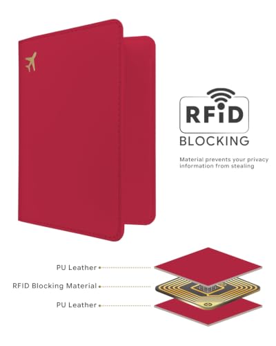 Passport Holder for Travel - RFID Blocking for Women & Men - color: Wine Red