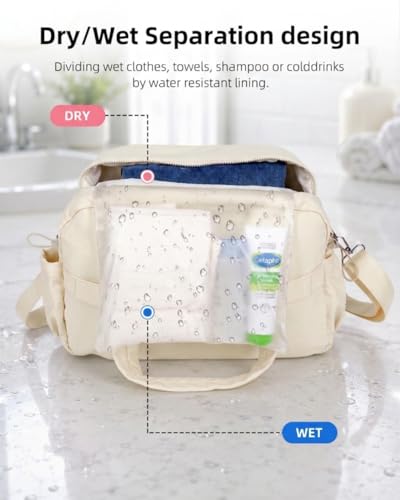 Duffle Bag Gym Bag, Personal Items Bag, Overnight Weekender - color: puffy beige