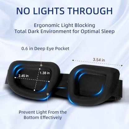 Sleep Mask for Men Women, Zero Pressure 3D Blackout Eye Mask - color: Deep Black