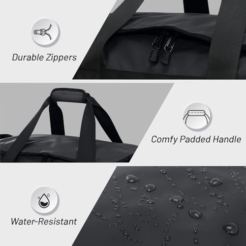 MIER Men's 60L Gym Duffle Bag Large Weekender Travel Duffel Backpack, Black - color: Black