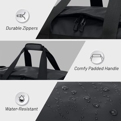 MIER Men's 60L Gym Duffle Bag Large Weekender Travel Duffel Backpack, Black - color: Black