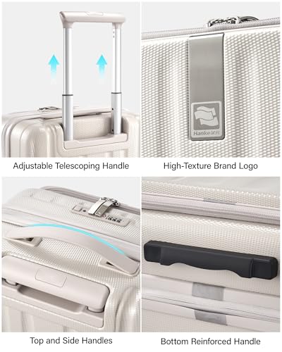 Hanke Top Opening Carry-On - Expandable 16 Inch Airline Approved Spinner - color: Ivory White, size: 16 Inch Expandable