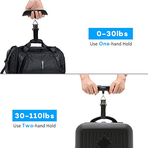 Luxebell Luggage Scale Portable Handheld Digital Suitcase Weight 110lbs Airplane Travel Essentials Gift LCD Backlight Temperature Sensor - color: Silver