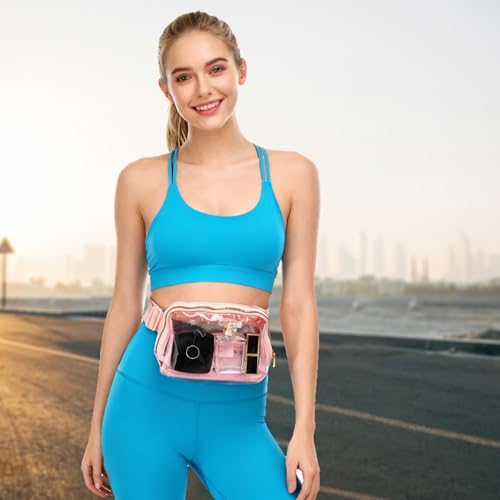 PREDAY Clear Fanny Pack Women Small Transparent Stadium Approved Belt Bag - color: Pink