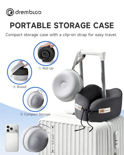 Travel Neck Pillow for Airplane, 360° Ergonomic Support for Sleeping - color: Black