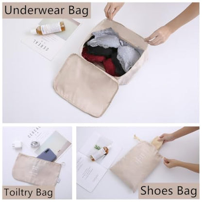 Luggage Packing Organizers Packing Cubes Set for Travel (beige 6pc) - color: beige 6pc
