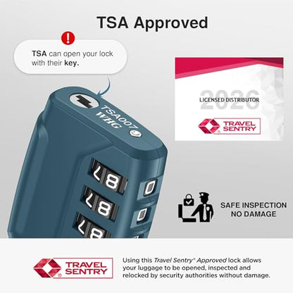 Puroma 2 TSA Approved Luggage Locks 4 Digit Code Cable Lock Blue Peacock | Resettable, Flexible Cable, Zipper holes, Zinc Alloy, Bright Color, Large White Numbers, Suitcase Train Travel, laptop bag - color: Basic Blue Peacock