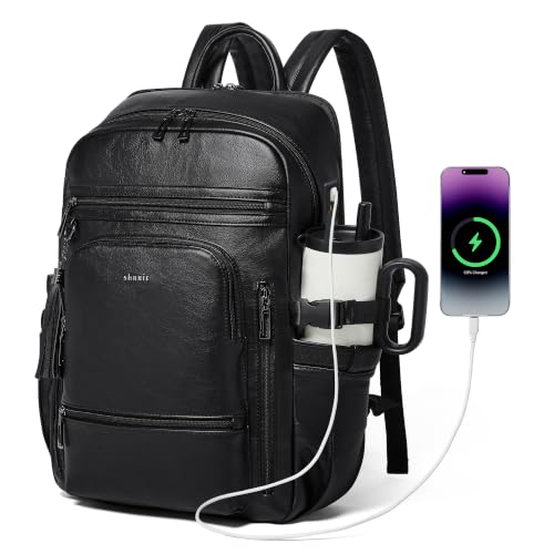 Shrrie 17 Inch Laptop Backpack for Women with Large Water Bottle Holders - color: Black