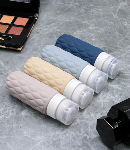 3.4oz Silicone Travel Bottles for Toiletries Refillable Liquid Accessories - color: Muted Cloudy-3.4oz