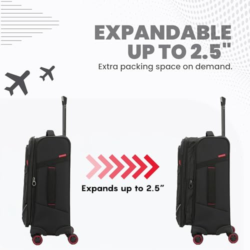 Spyder Freestyle 3 Piece Expandable Softside Luggage Set with 360° Spinner Wheels (22 Inch Carry-On, 26 Inch Checked, 30 Inch Checked), Black - color: Black, size: 3-Piece Set