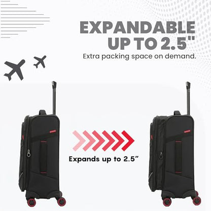 Spyder Freestyle 3 Piece Expandable Softside Luggage Set with 360° Spinner Wheels (22 Inch Carry-On, 26 Inch Checked, 30 Inch Checked), Black - color: Black, size: 3-Piece Set