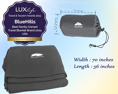 BlueHills Ultra Compact Travel Blanket Pillow Airplane Long Flights - Gray - color: C002-gray